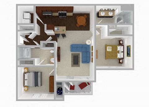 Floor plan for 2 beds, 2 baths, 1115 sqft